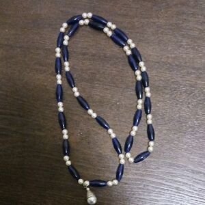 Source Unknown Navy and Pearl Necklace